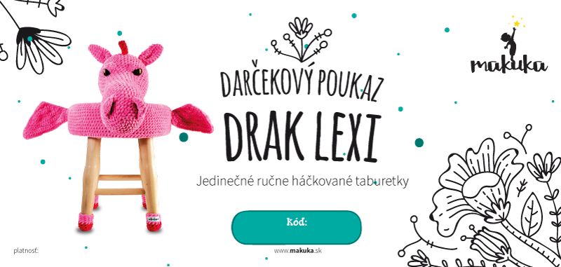 makuka - háčkovaná taburetka drak lexi