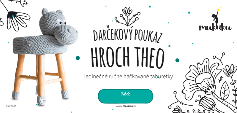 makuka - háčkovaná taburetka hroch theo