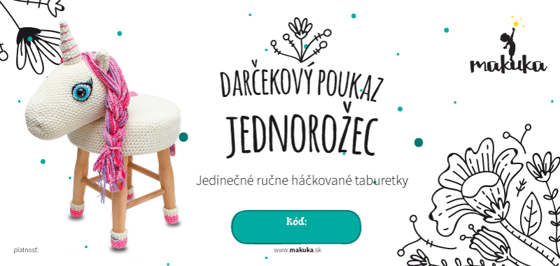 makuka - háčkovaná taburetka jednorožec