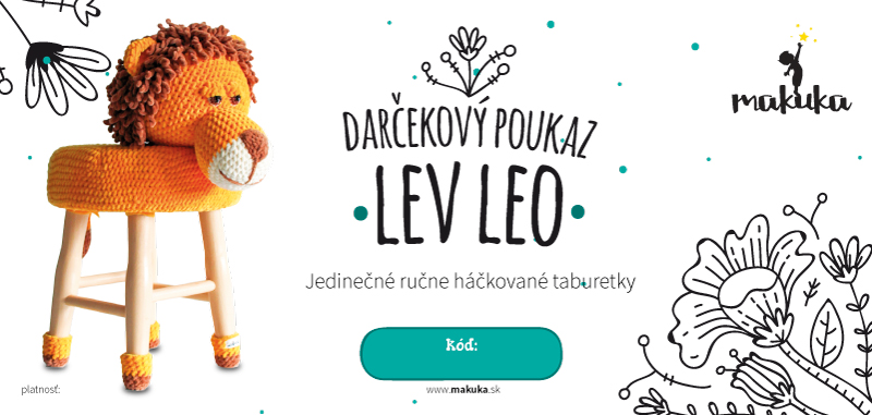 makuka - háčkovaná taburetka lev leo