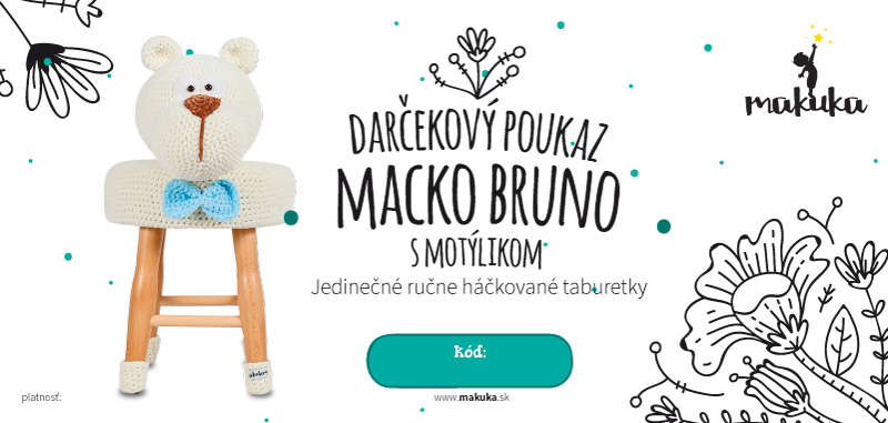 makuka - háčkovaná taburetka macko bruno s motylikom
