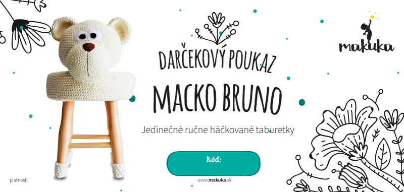makuka - háčkovaná taburetka macko bruno