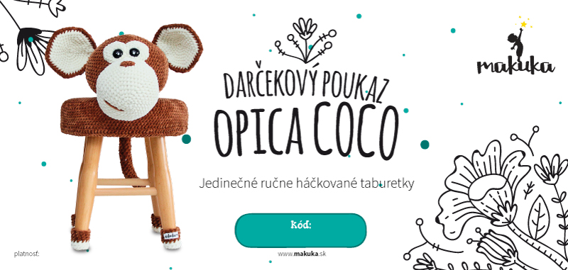 makuka - háčkovaná taburetka opica coco