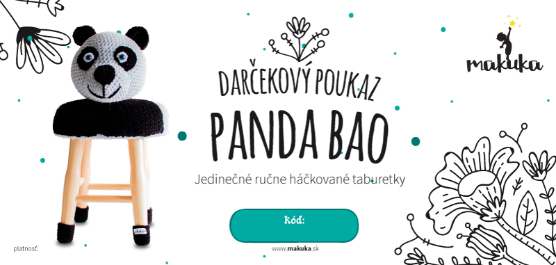makuka - háčkovaná taburetka panda bao