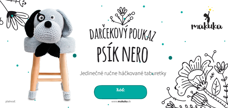 makuka - háčkovaná taburetka psik nero