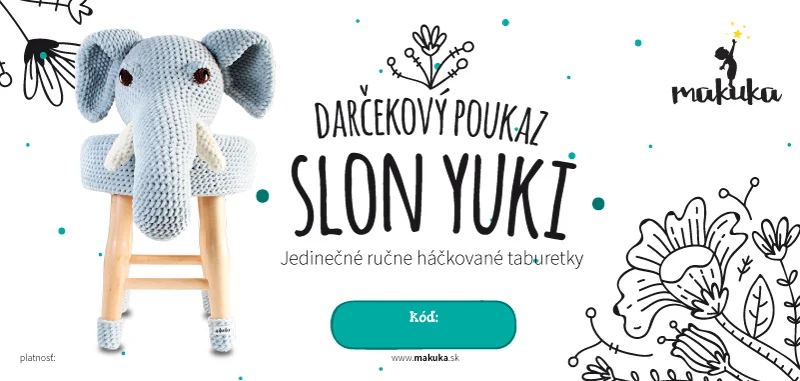 makuka - háčkovaná taburetka slon yuki
