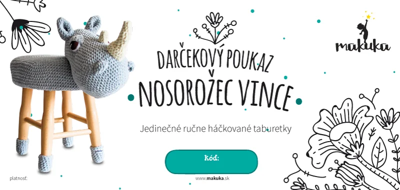 makuka - háčkovaná taburetka nosorozec vince